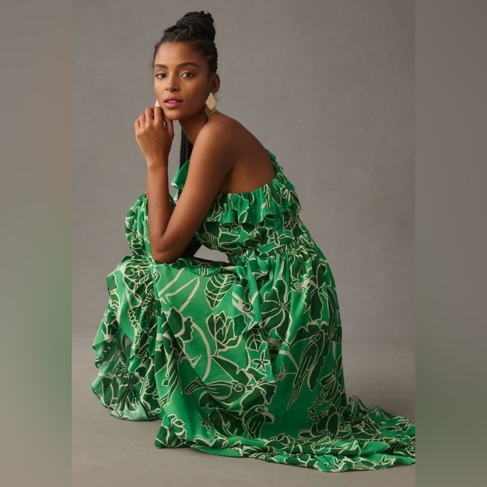 DISCONTINUED FARM Rio x Anthropologie Living Nature One Shoulder Dress NWT S